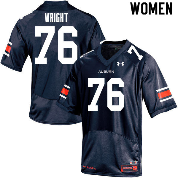 Women #76 Jeremiah Wright Auburn Tigers College Football Jerseys Sale-Navy